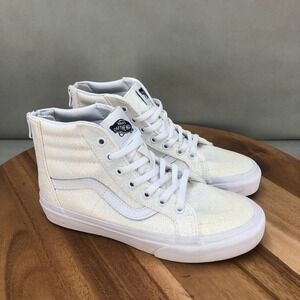 Vans Sk8-Hi Zip Glitter White High Top Kids Shoes Sneakers Girls Size 3